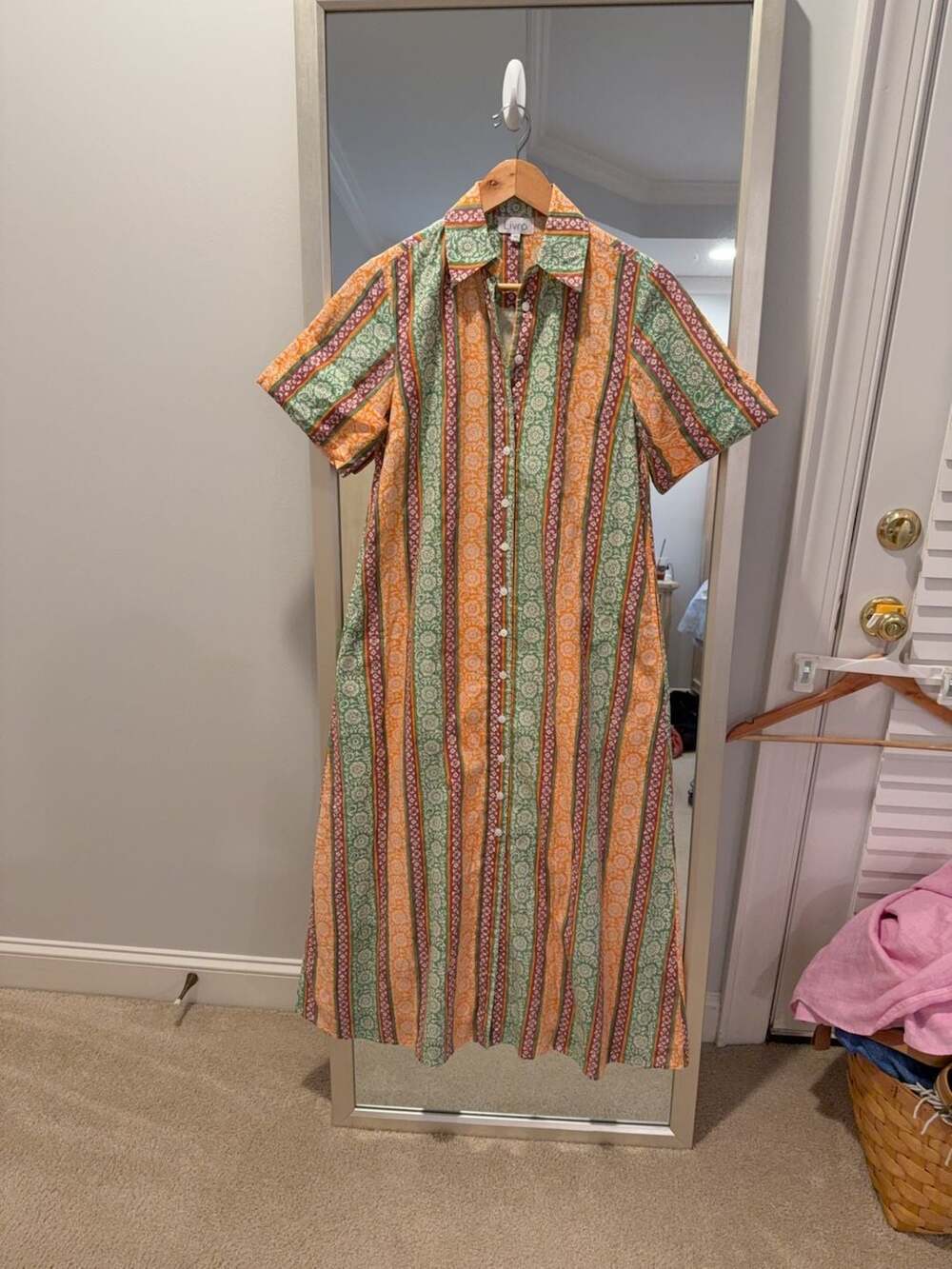 Livro Floral Striped Button-Down Midi Dress Size XS